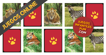 Juegos de memoria para niños online y gratis. Animales de selva