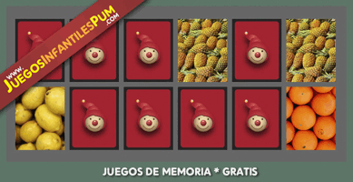 Juegos de memoria para niños, online y gratis, memotest infantil con frutas