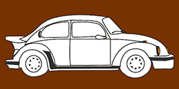 dibujo de coche escarabajo para colorear y pintar online