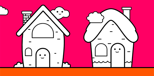 Dibujos para pintar en línea y gratis para niños de 2 a 5 años: Casitas alegres