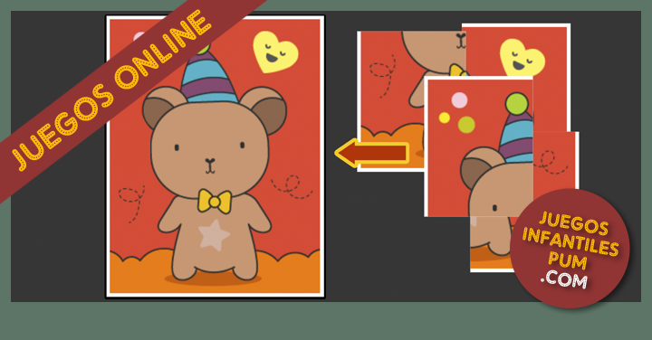 Rompecabezas online y gratis para niños pequeños de 2, 3 y 4 años. Puzzle infantil Osito